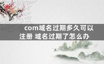 com域名过期多久可以注册 域名过期了怎么办
